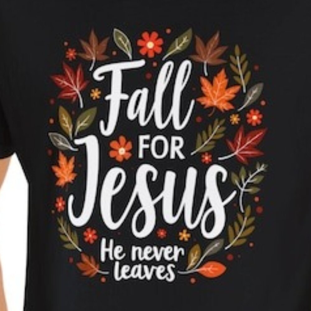 Fall For Jesus He Never Leaves Garment-Dyed T-shirt - Picture 3 of 3